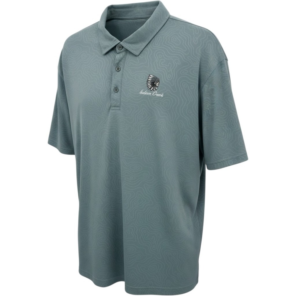 Swannies Golf Polo Mens Large Grey Green Camo Topo Indian Creek Logo Performance